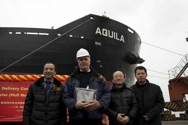 Fourteen per cent reduction in fuel oil consumption confirmed in new bulk carrier delivered today to operator Delphin at Jiangsu Hantong