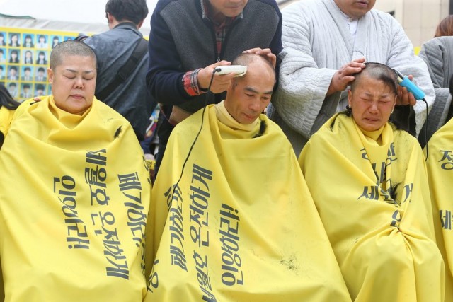 Family of missing in the Sewol ferry sinking protest