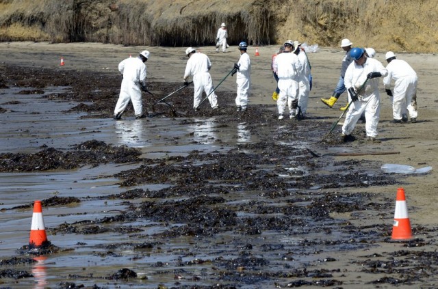 Oil spill on beach near Santa Barbara