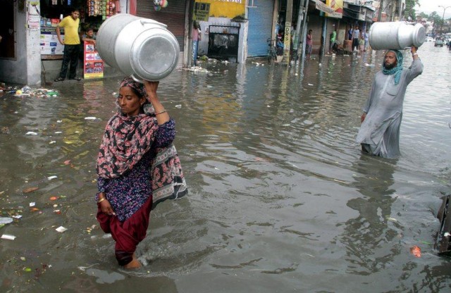 Heavy monsoon shower in Jammu.