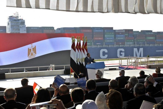 New addition to Suez canal opened to shipping with great fanfare