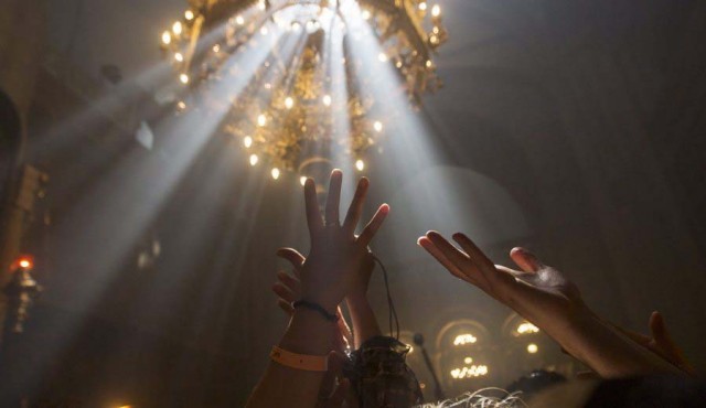 Miracle of the Holy Fire in the Church of the Holy Sepulchre in Jerusalem the day before Orthodox Easter