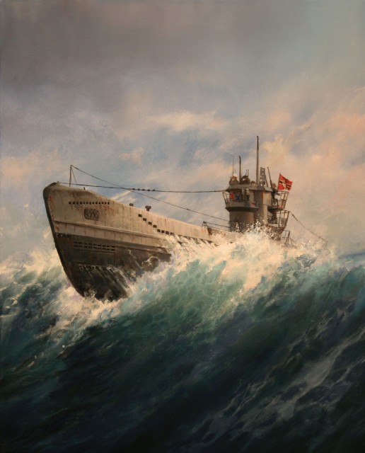 Πίνακας του Augusto Ferrer-Dalmau που απεικονίζει ένα γερμανικό U-Boat | Πηγή φωτογραφίας: Wikipedia