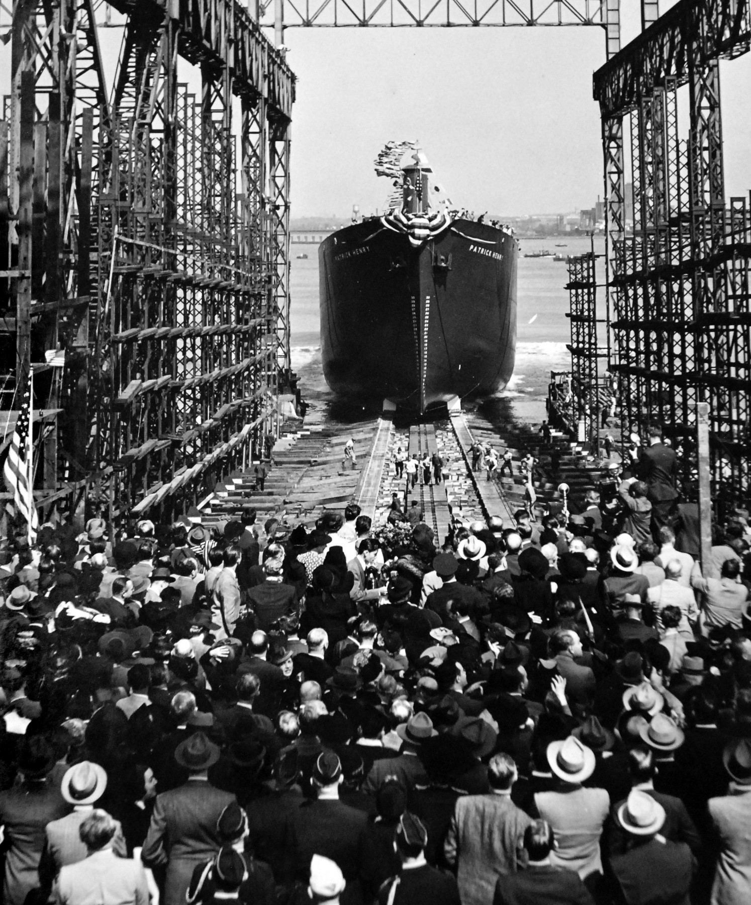 SS_Patrick_Henry_launching_on_Liberty_Fleet_Day,_27_September_1941_(26580977380)